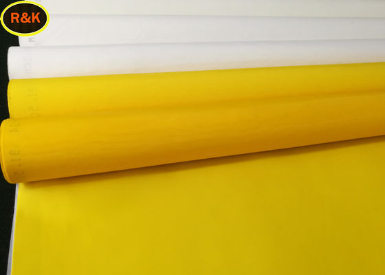 43T 100% Polyester Filter Mesh Roll / Polyester Mesh Screen White Yellow Color